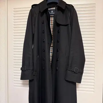 블랙 트렌치코트 L 사이즈 체크 안감