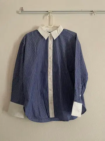 H&M 블루 스트라이프 코튼 100% 셔츠