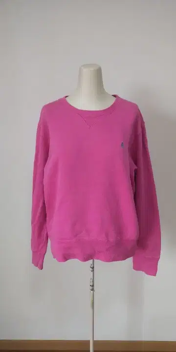 폴로 자수 크루넥 맨투맨 핑크