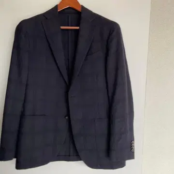 LARDINI 네이비 체크 무늬 테일러드 자켓 48 사이즈