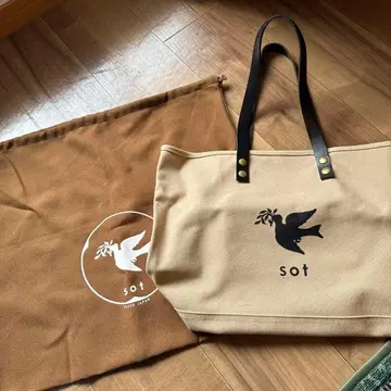 sot 베이지 토트백 캔버스 가죽