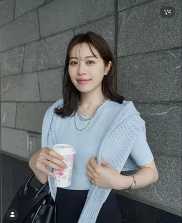 로브 블랑 Basket Knit Cardigan Powder Blue