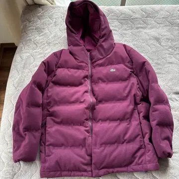 LACOSTE 후드 부착 다운 자켓 L 퍼플