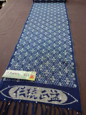 네이비 나염 목화 구루메 카스리 옷감