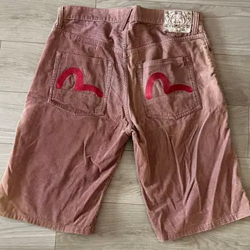 EVISU 에비수 코듀로이 적갈색 숏팬츠