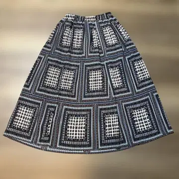 차오패닉 스카프 패턴 오리엔탈 플레어 롱 플리츠 스커트