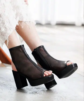 통굽 메쉬 부츠 샌들