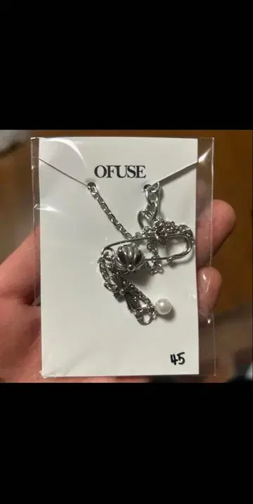 OFUSE 실버 목걸이 펄 장식