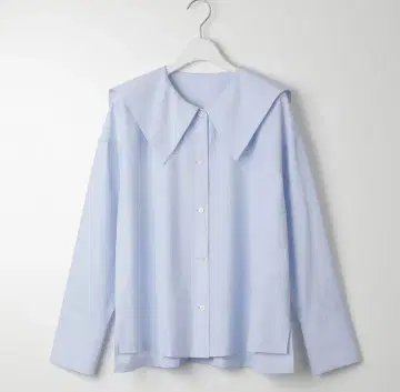 플라스테 트리아세 코튼 세일러 카라 블라우스