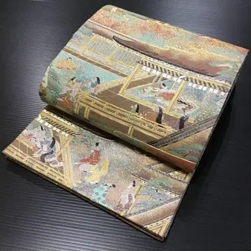 순수 실크 인물 후쿠로 오비 채키라라 직조