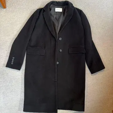 moussy 블랙 롱 코트 울 혼방 3 버튼