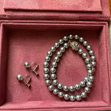 윙크 펄 목걸이 귀찌 세트