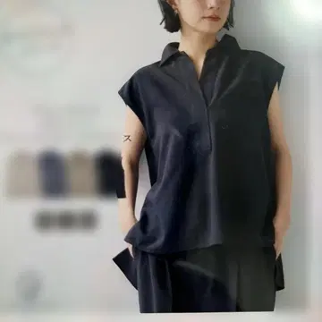 블라우스 차콜 와이드 팬츠 M 사이즈 하의