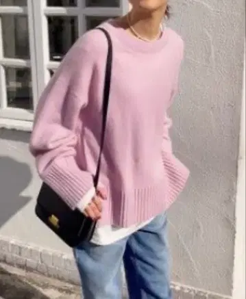 spick and span 울 캐시미어 크루넥 니트 핑크