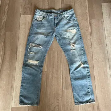 ZARA 데미지 가공 라이트 블루 데님