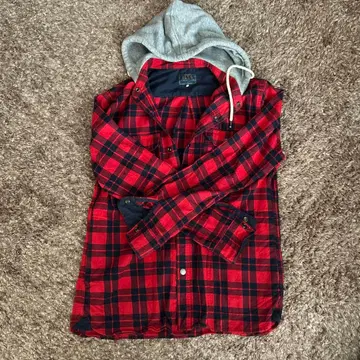 ILLS 빨검 체크 후드티 L 사이즈