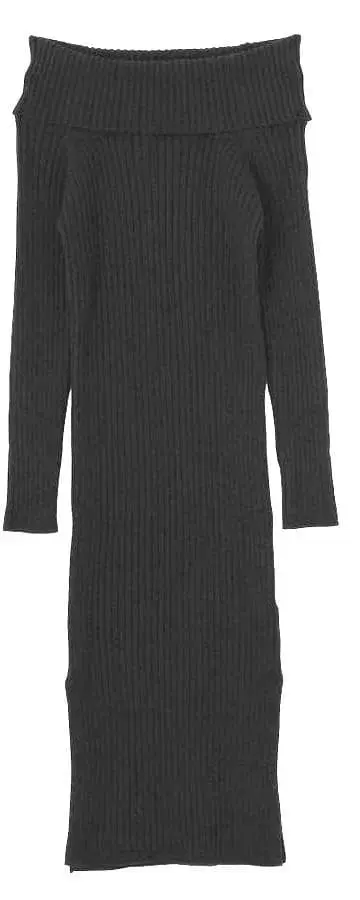 GYDA 제이 [ 오프숄 리브 타이트 롱 니트 원피스 ]