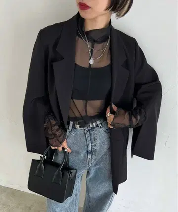 PAGEBOY 망토 슬리브 자켓 블랙