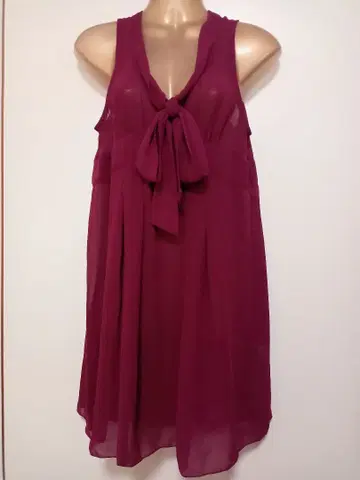 리본 퍼플 슬리브리스 상의 minRNA 미사용 새상품 M