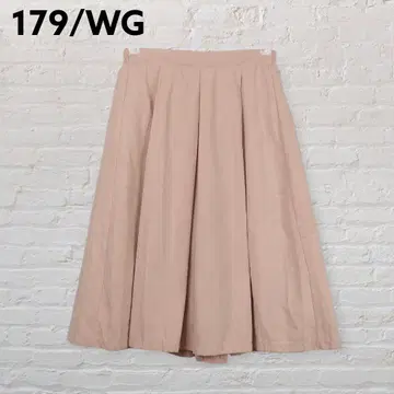 179/WG 스웨이드 느낌 플레어 스커트 더스티 핑크 M 허리밴딩