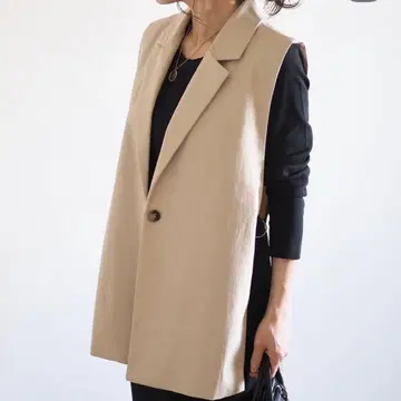 ANIECA 사이드 슬릿 베스트 베이지