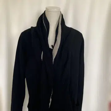 요건 레일 블랙 가디건 긴팔 이중 옷깃