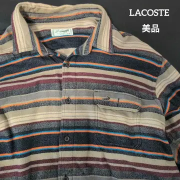 LACOSTE 스트라이프 긴팔 셔츠 가슴 포켓 부착