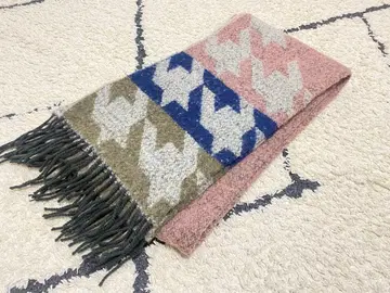 기하학 패턴 울 혼방 스톨