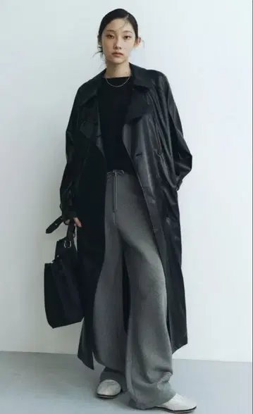 [ FINE ] synthetic leather trench coat