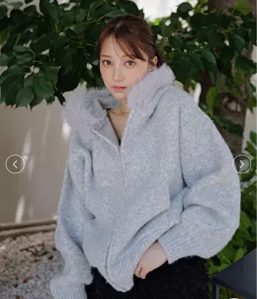 snidel 퍼 니트 후디 토끼 온라인 한정판 1 사이즈