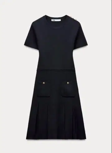 ZARA 박스 플리츠 니트 미니 원피스 xs