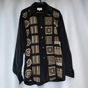 NOGARET 블랙 패턴 긴팔 셔츠 XL