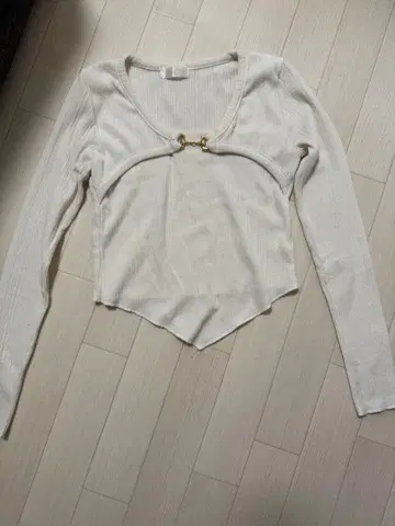 랜디 리브 크롭 탑 화이트