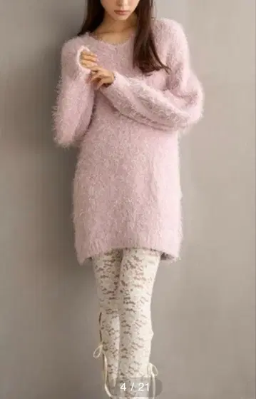 SNIDEL HOME 라메 샤기 미니 원피스 핑크