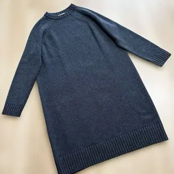 [갤러리 바이] 래글런 소매 실크 혼방 니트 원피스 차콜 그레이 M