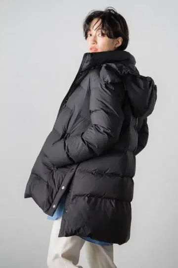 메이슨 그레이 사이드 버튼 미들 후디 다운 자켓