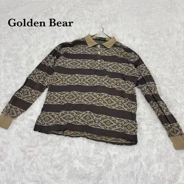골든 베어 긴팔 스웨터 피케 셔츠 M 레트로 올 패턴 가을 인디언