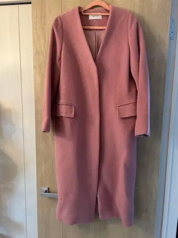 FRAY ID 울 혼방 핑크 롱 코트