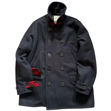 미국제 울리치 버팔로 체크 절개 울 피코트