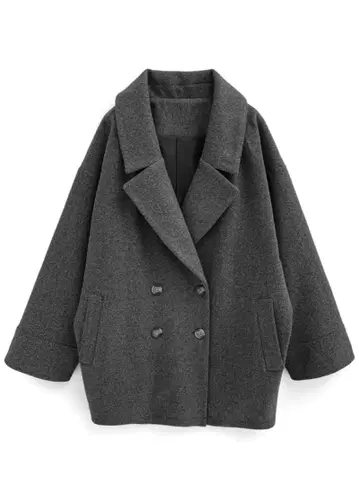 페이크 울 체스터 코트 그레이