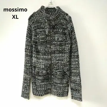 모시모 니트 자켓 풀 집업 화이트 블랙 XL 남녀 공용 Y2K