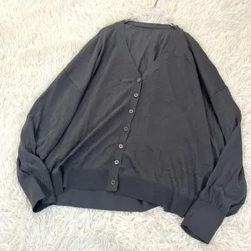 리디 V넥 시어 가디건 시스루 오버사이즈 그레이