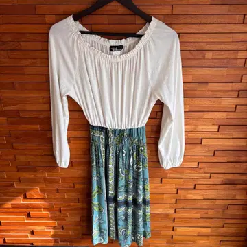 론 헤르만 RHC 원피스 화이트 x 그린 페이즐리 패턴