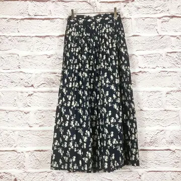r405 네이비 꽃무늬 플레어 롱 스커트 F