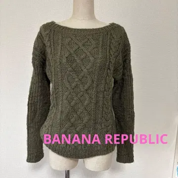 [ BANANA REPUBLIC ] 올리브 그린 케이블 니트 긴팔