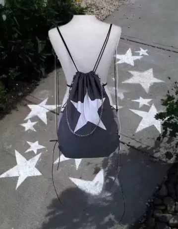 냅색 스타 별 백팩 Y2K 패션 한국 테크 계열 그레이