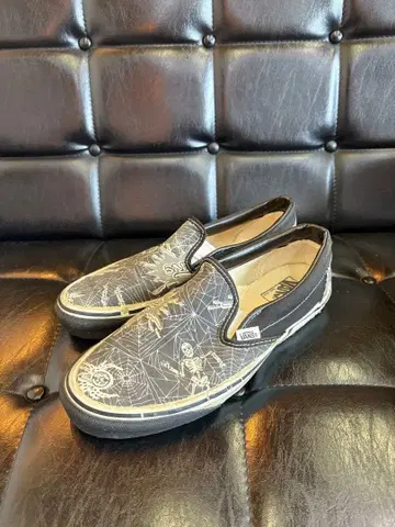 80s 빈티지 VANS 스파이더 스컬 패턴 US9 블랙 x 화이트