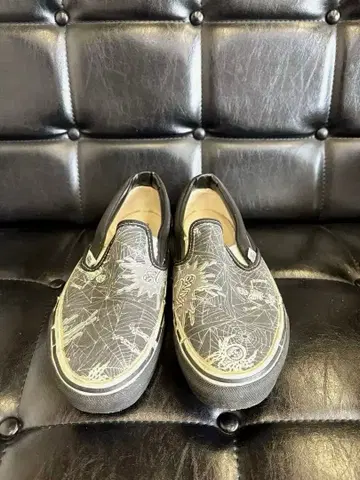 80s 빈티지 VANS 스파이더 스컬 패턴 US9 블랙 x 화이트