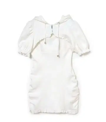 BUBBLES 퍼프 슬리브 맨투맨 원피스 화이트