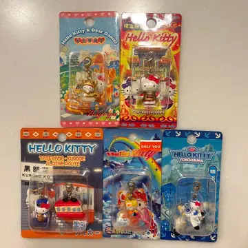 헬로키티 스트랩 세트 5종 겨울 한정판 스노우보드 케이블카 갈매기